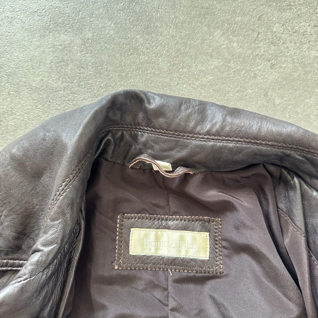 Ronit Zilkha Leather Jacket Brown Women's UK 10