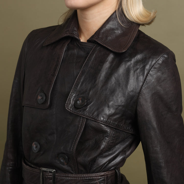 Ronit Zilkha Leather Jacket Brown Women's UK 10