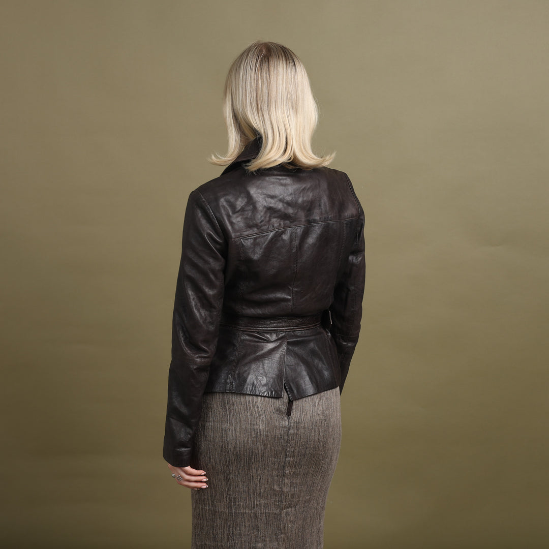 Ronit Zilkha Leather Jacket Brown Women's UK 10