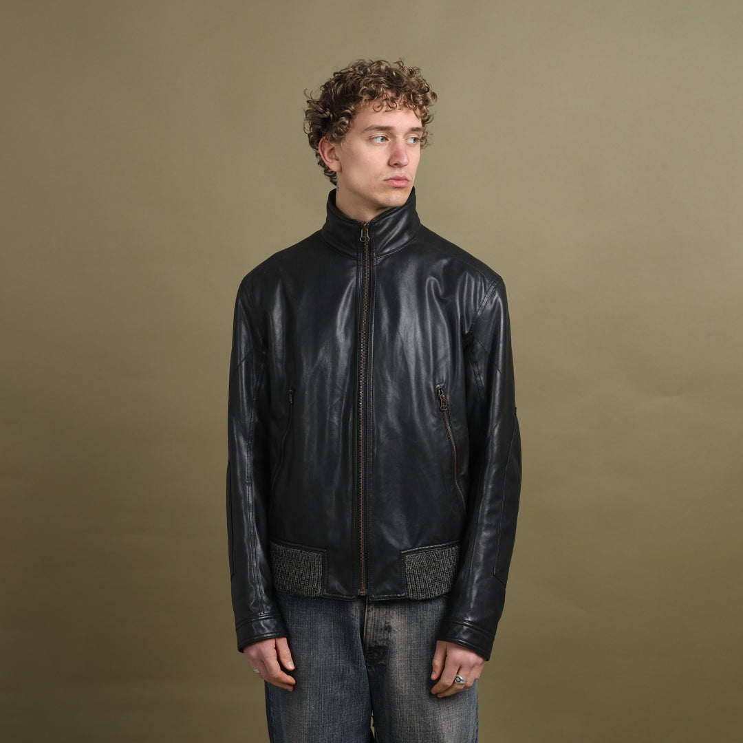 Hugo Boss Faux Leather Biker Jacket Brown Men's XL