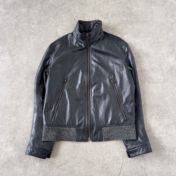 Hugo Boss Faux Leather Biker Jacket Brown Men's XL