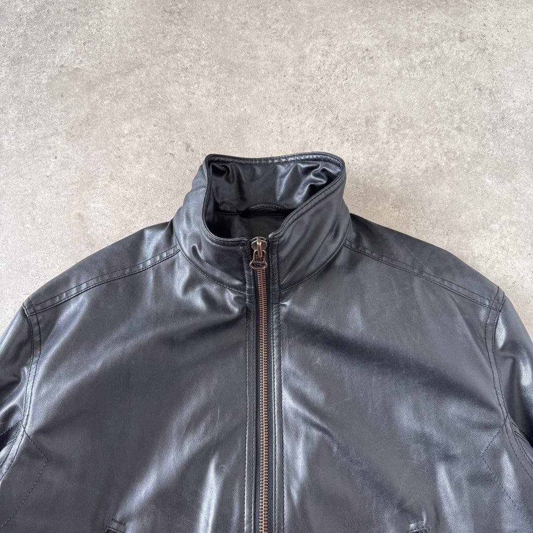 Hugo Boss Faux Leather Biker Jacket Brown Men's XL