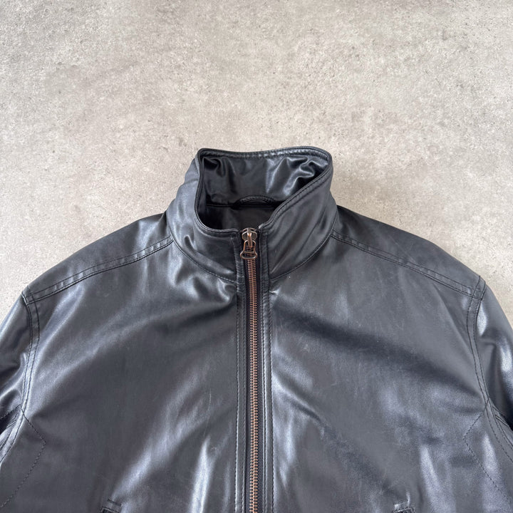 Hugo Boss Faux Leather Biker Jacket Brown Men's XL