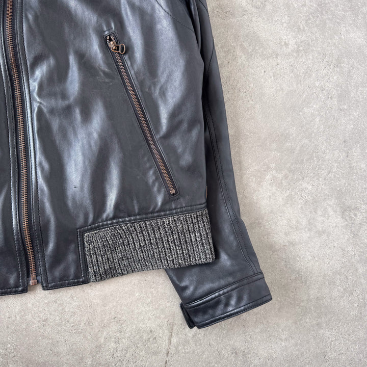 Hugo Boss Faux Leather Biker Jacket Brown Men's XL