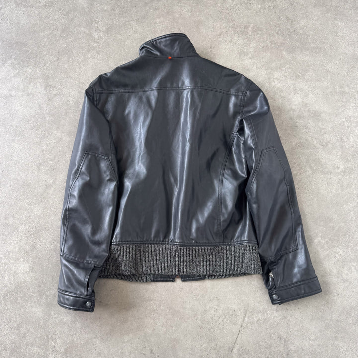 Hugo Boss Faux Leather Biker Jacket Brown Men's XL