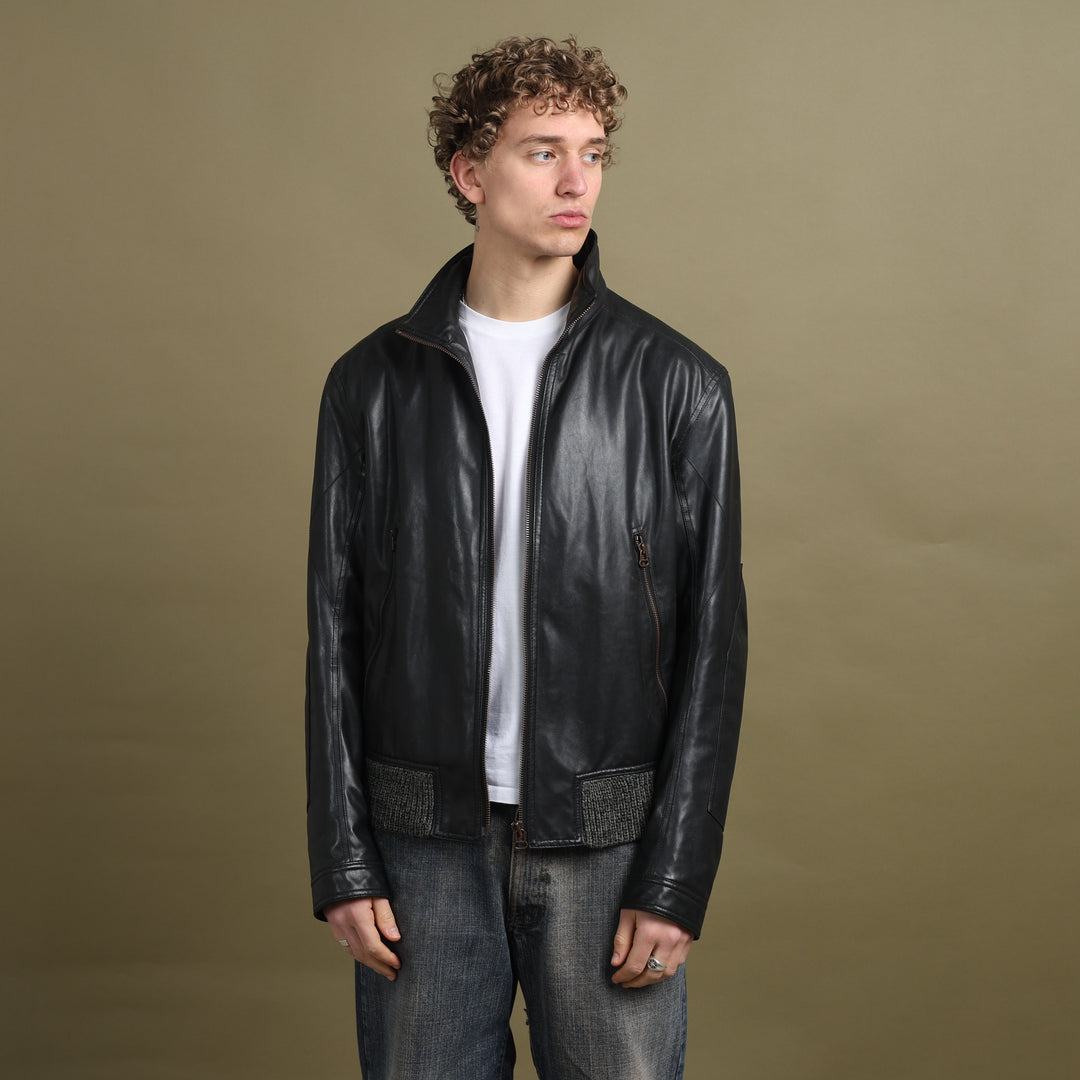 Hugo Boss Faux Leather Biker Jacket Brown Men's XL