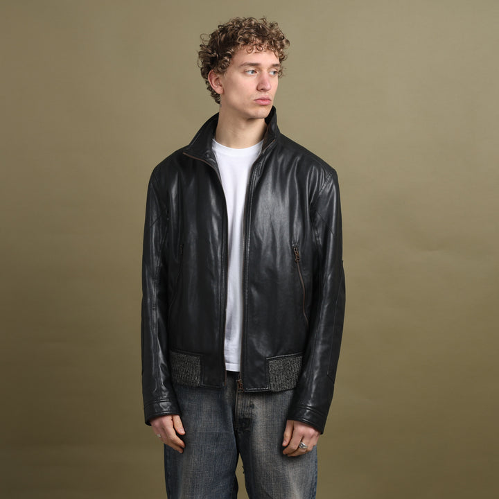 Hugo Boss Faux Leather Biker Jacket Brown Men's XL