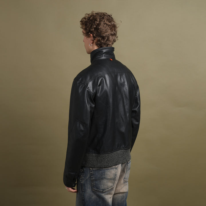 Hugo Boss Faux Leather Biker Jacket Brown Men's XL