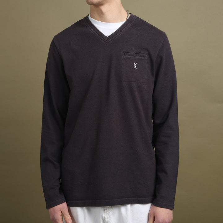 Yves Saint Laurent Long Sleeve T-Shirt Dark Grey Men's L