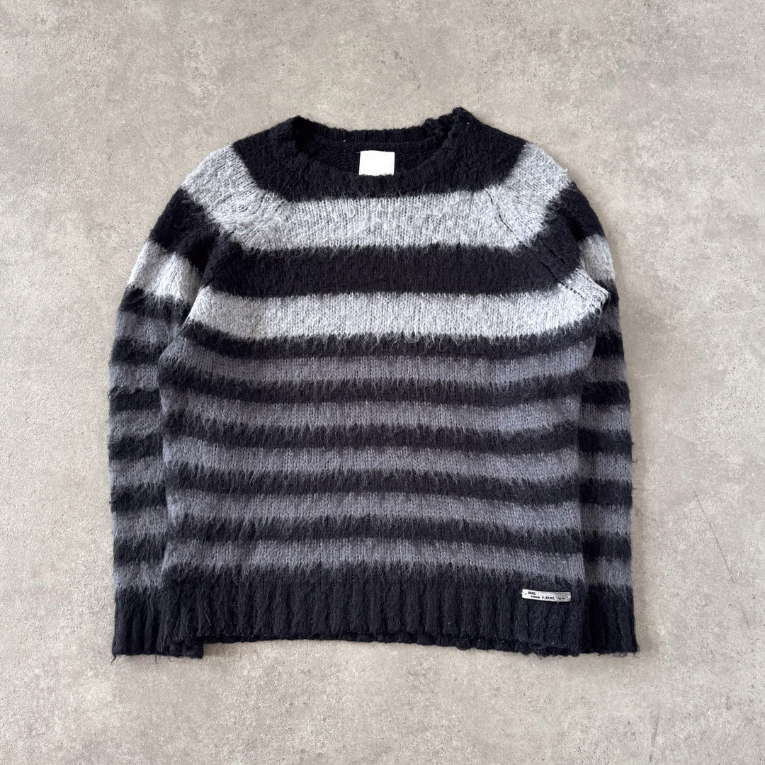 Diesel Chunky Knit Jumper Black & Grey Men's L