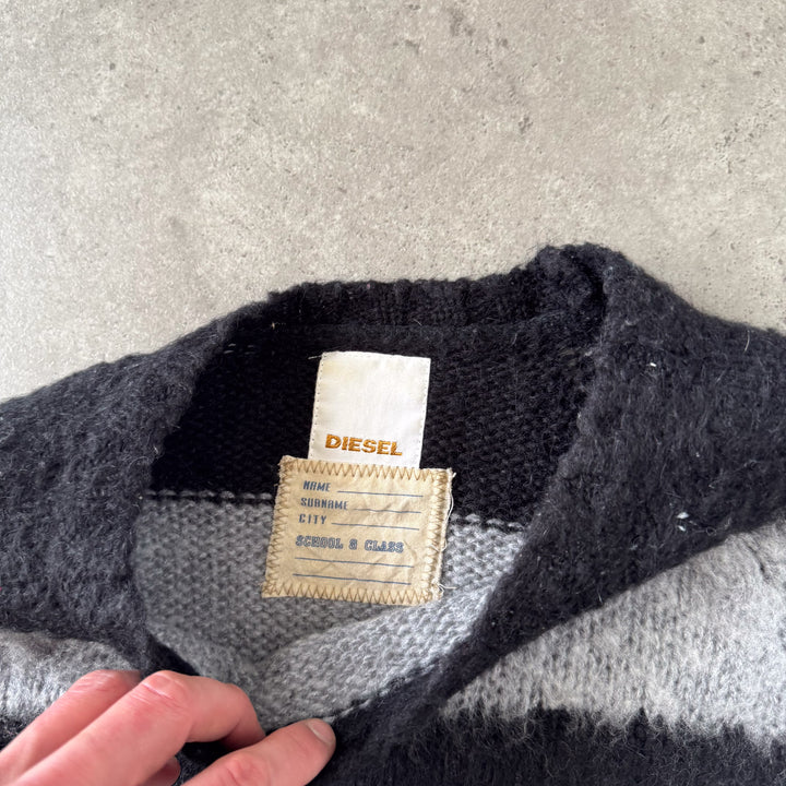 Diesel Chunky Knit Jumper Black & Grey Men's L