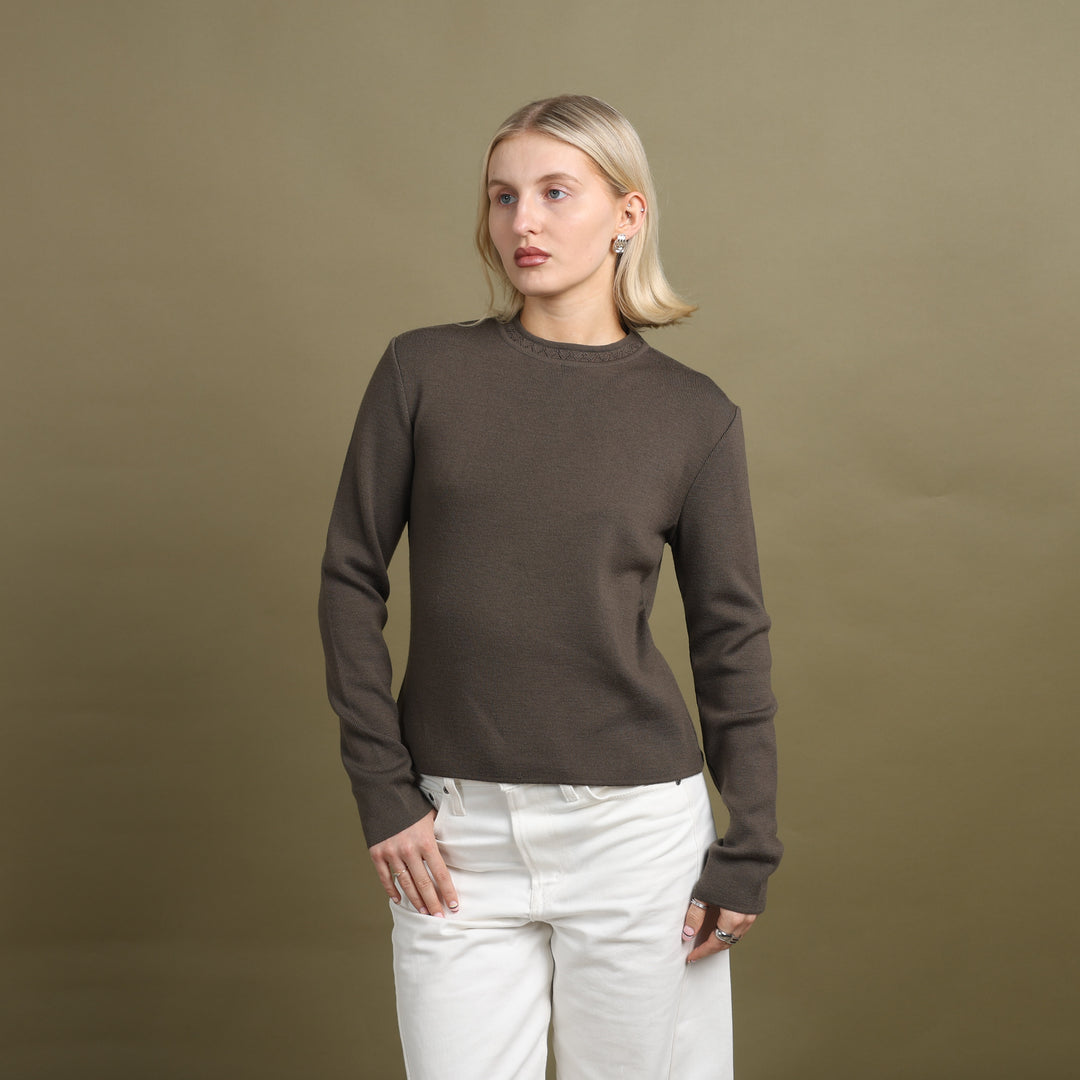 Emporio Armani Crew Neck Jumper Brown Women's UK 8