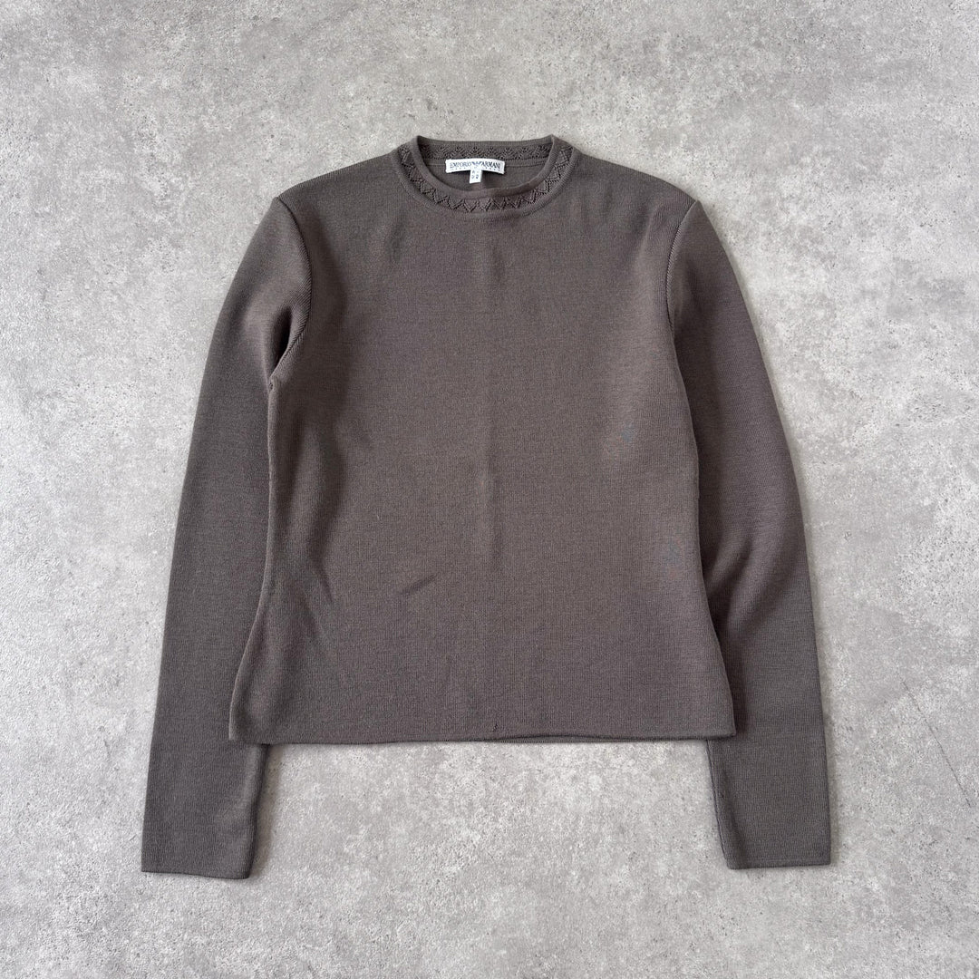 Emporio Armani Crew Neck Jumper Brown Women's UK 8
