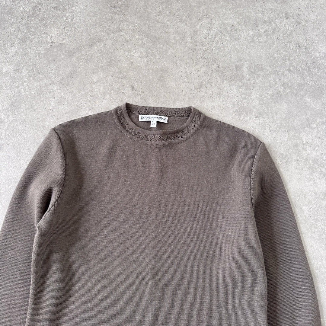 Emporio Armani Crew Neck Jumper Brown Women's UK 8
