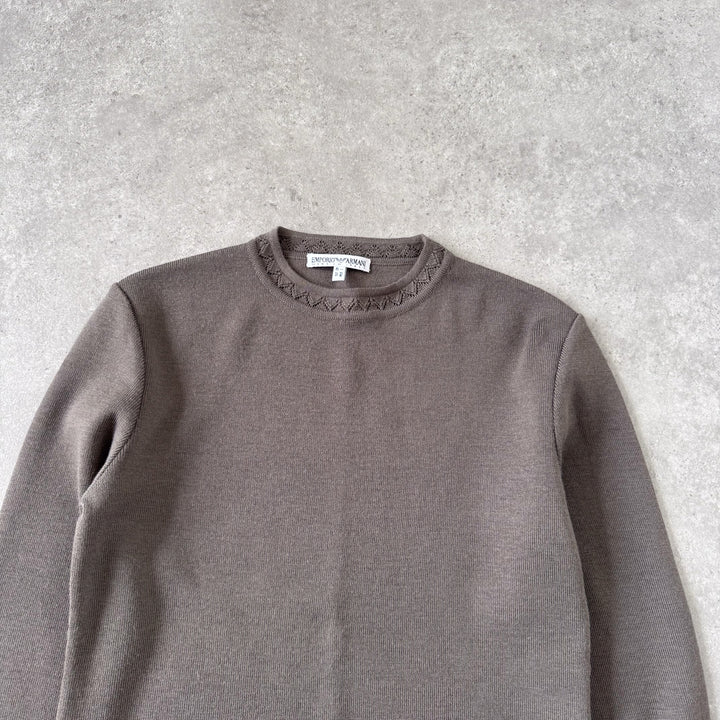 Emporio Armani Crew Neck Jumper Brown Women's UK 8