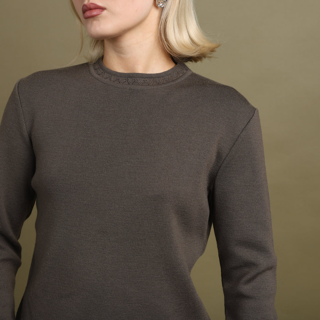 Emporio Armani Crew Neck Jumper Brown Women's UK 8