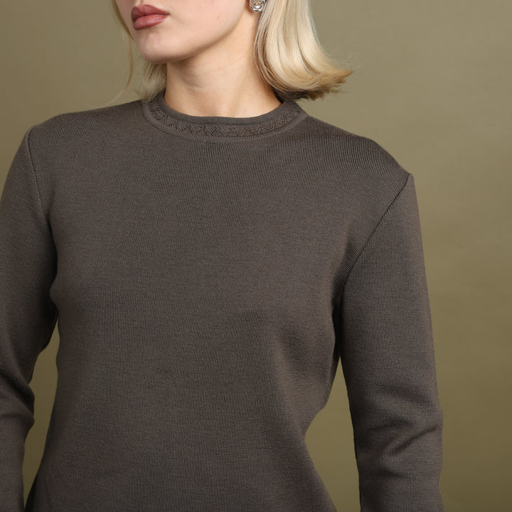 Emporio Armani Crew Neck Jumper Brown Women's UK 8