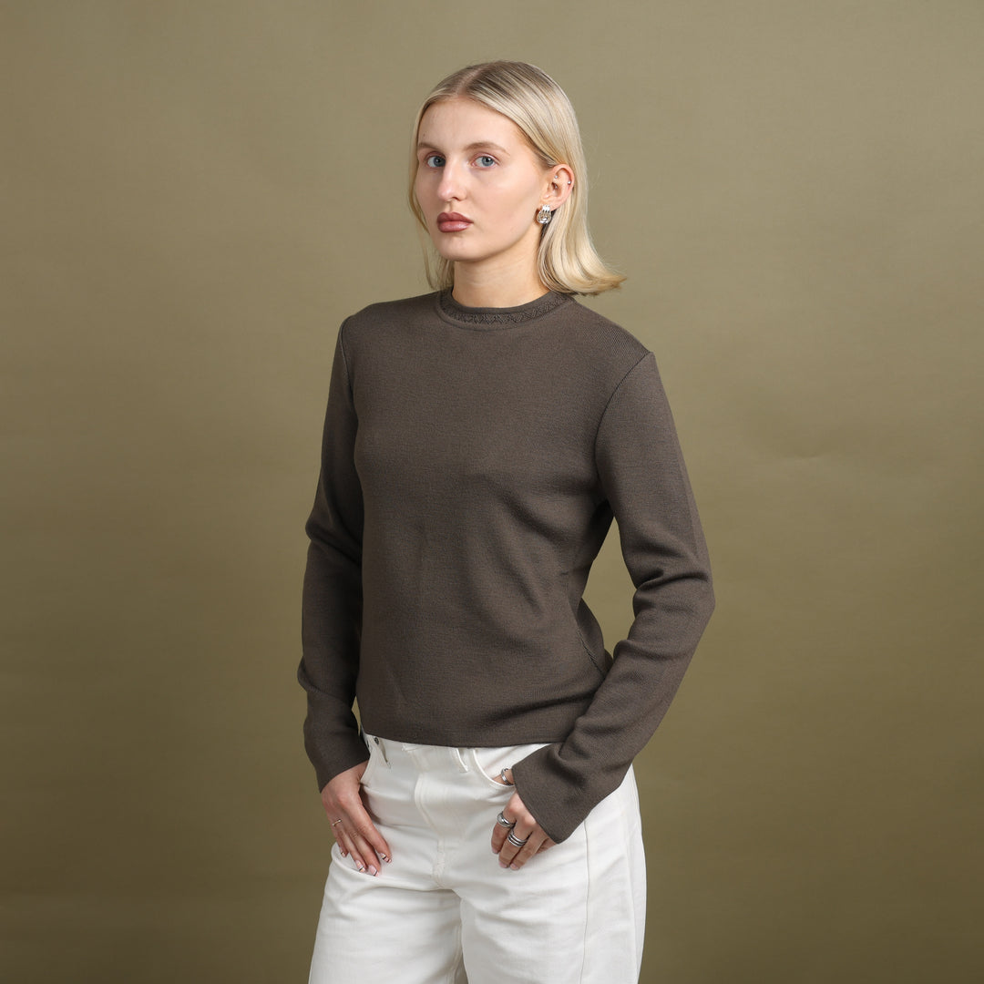 Emporio Armani Crew Neck Jumper Brown Women's UK 8