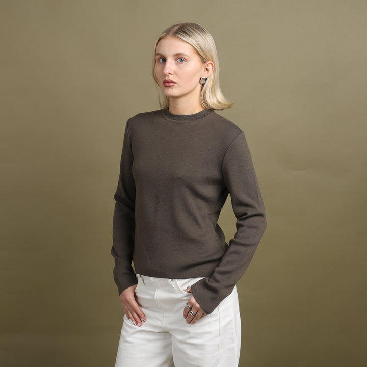 Emporio Armani Crew Neck Jumper Brown Women's UK 8