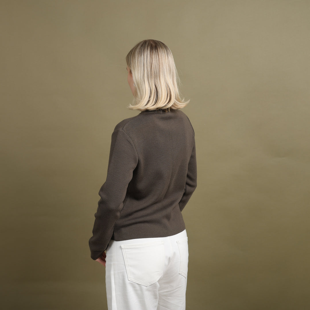 Emporio Armani Crew Neck Jumper Brown Women's UK 8
