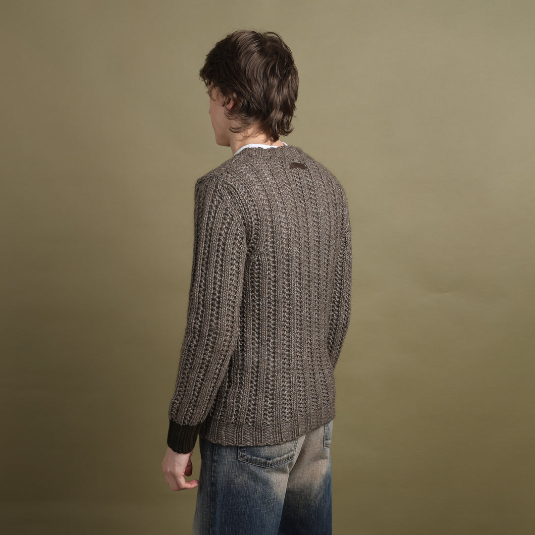 Dolce & Gabbana Chunky Knit V-Neck Jumper Brown & Green Men's S