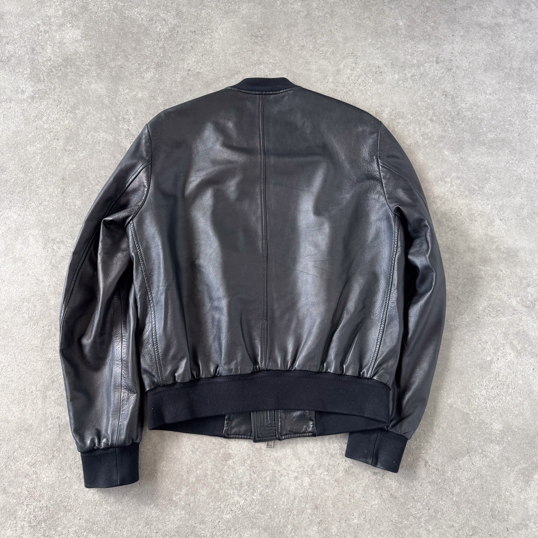 Burberry Leather Bomber Jacket Black Men's M