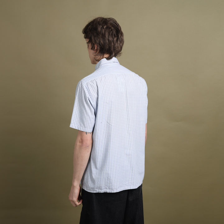 Yves Saint Laurent Short Sleeve Shirt Light Blue & White Men's L