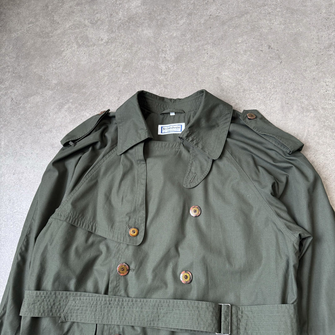 Yves Saint Laurent Trench Coat Forest Green Men's L