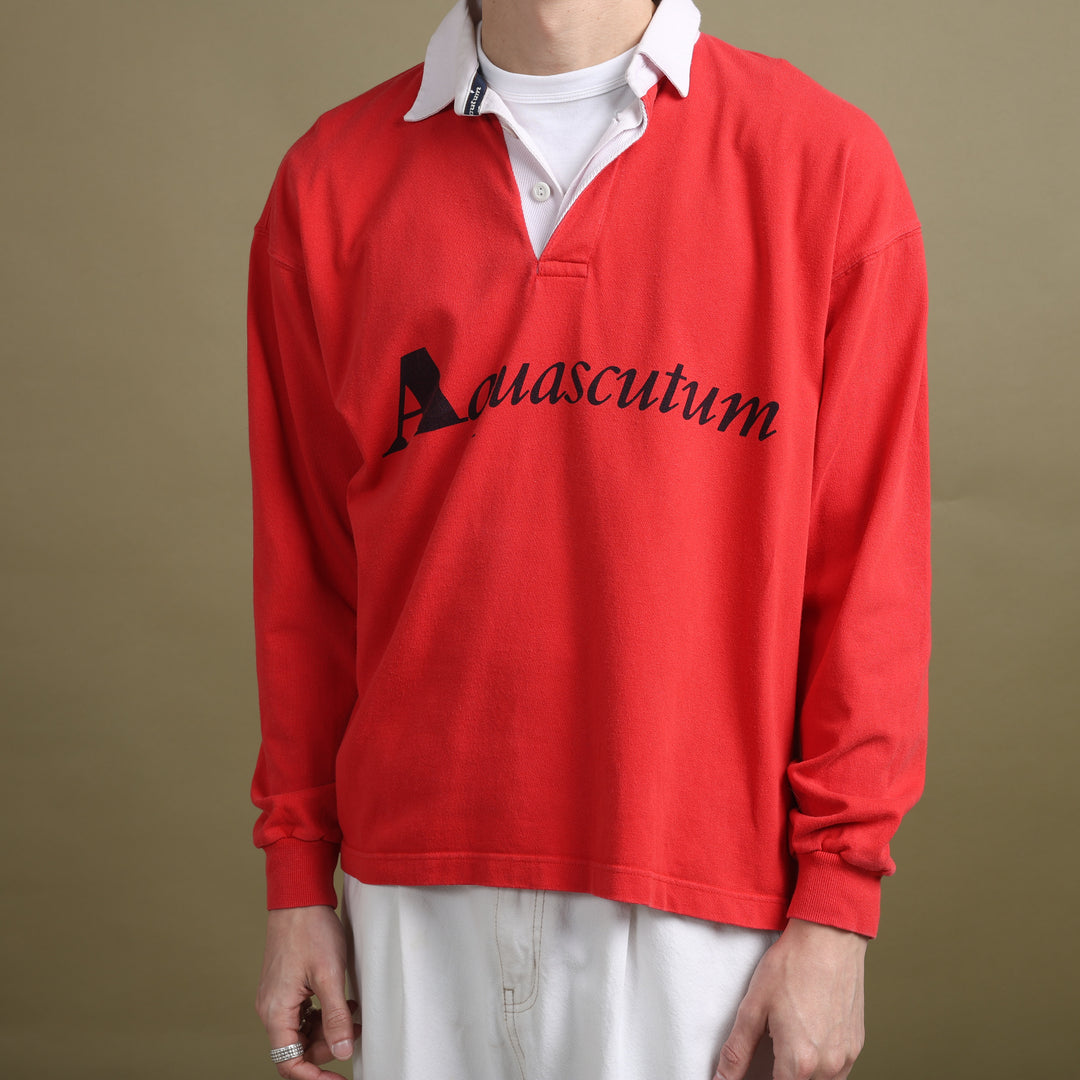 Aquascutum Rugby Shirt Red Men's M