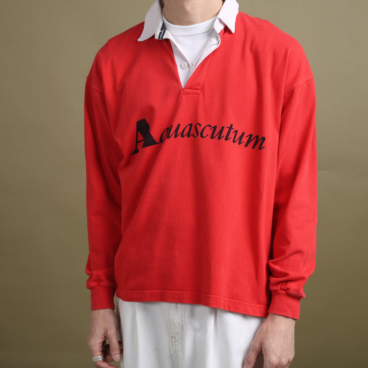 Aquascutum Rugby Shirt Red Men's M