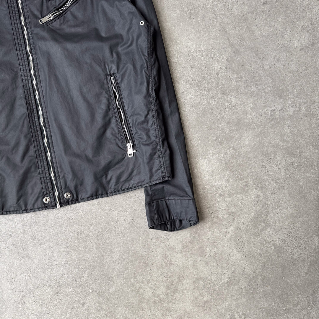 Diesel Waxed Cotton Biker Jacket Black Men's L