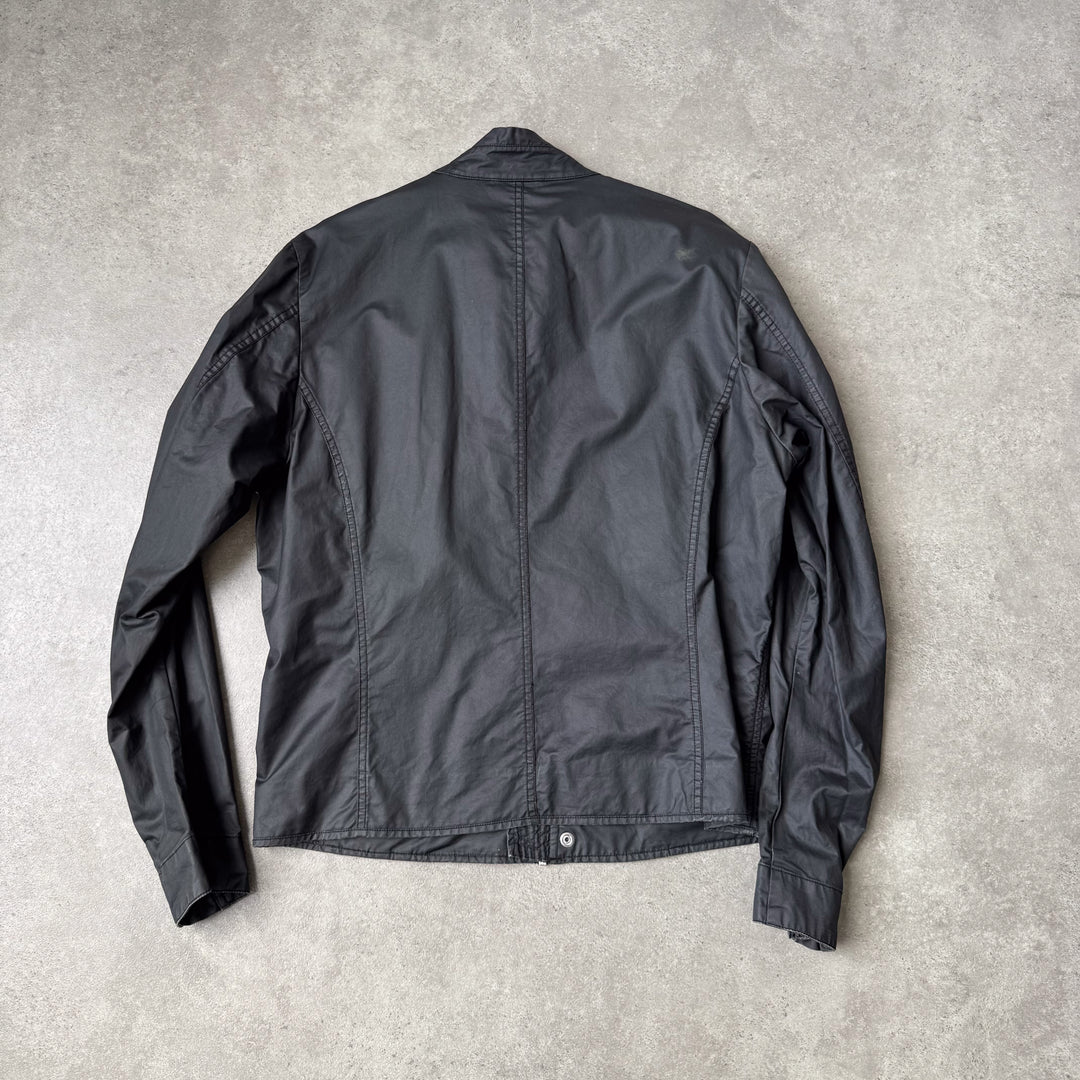Diesel Waxed Cotton Biker Jacket Black Men's L