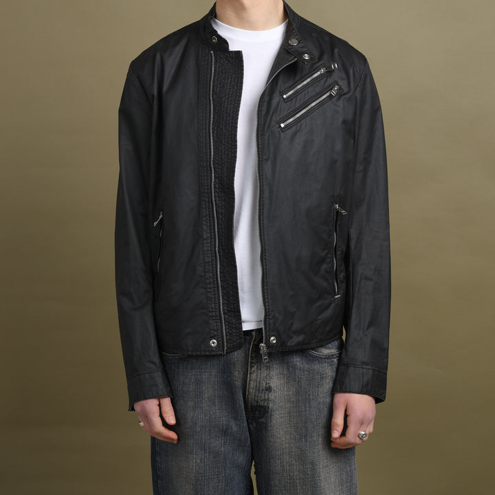 Diesel Waxed Cotton Biker Jacket Black Men's L