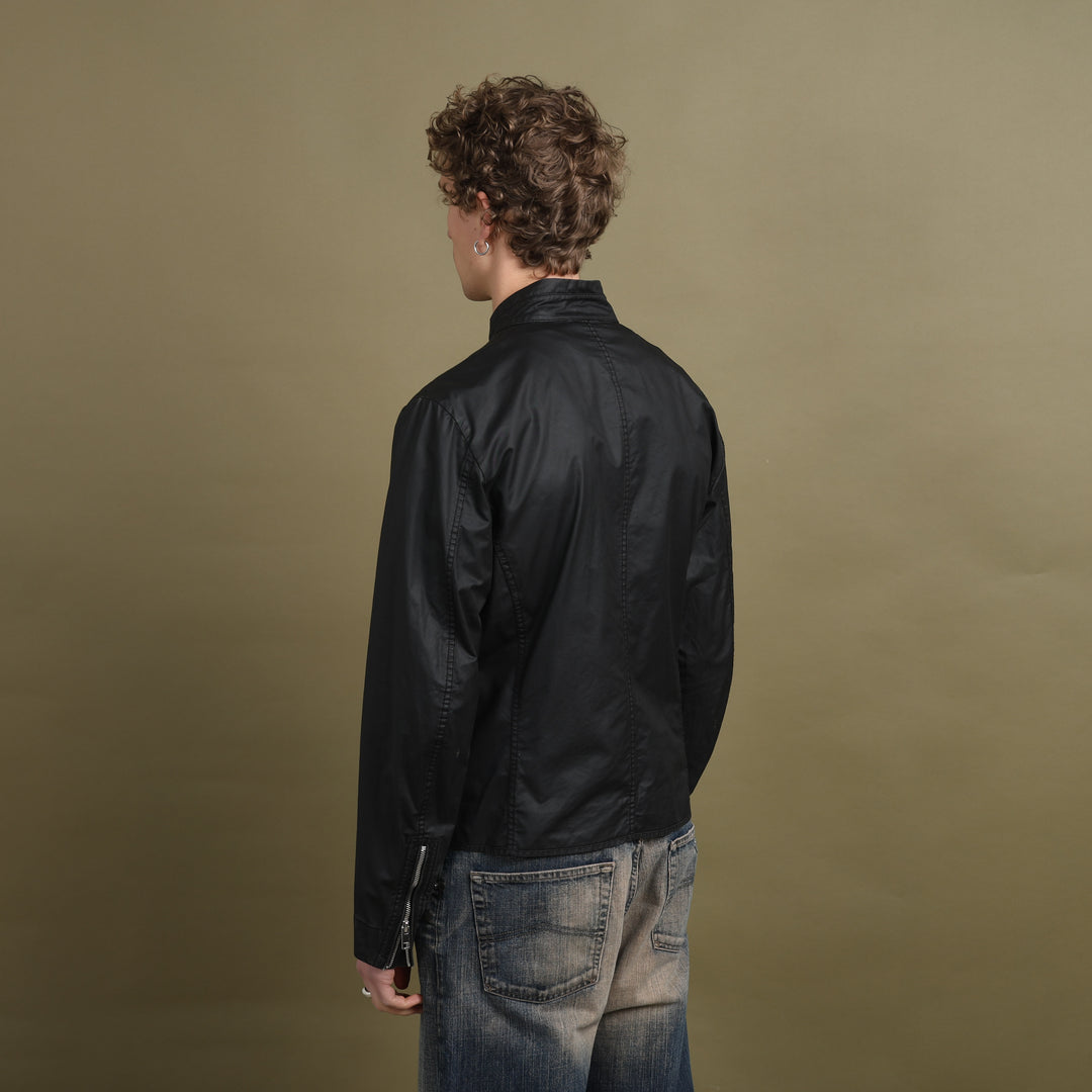 Diesel Waxed Cotton Biker Jacket Black Men's L