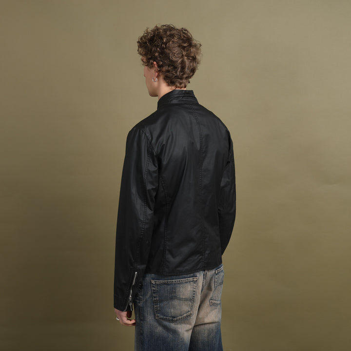 Diesel Waxed Cotton Biker Jacket Black Men's L