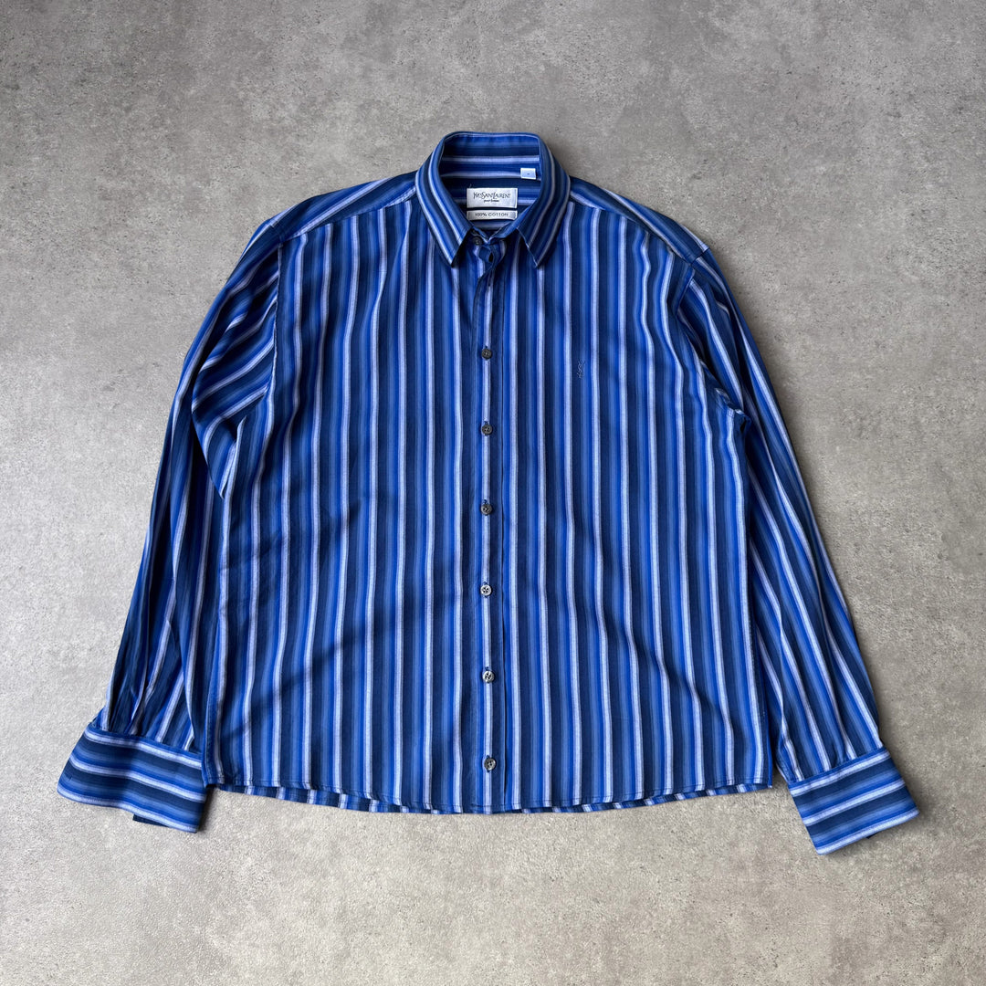 Yves Saint Laurent Dress Shirt Blue & Navy Men's M