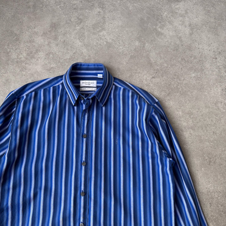 Yves Saint Laurent Dress Shirt Blue & Navy Men's M