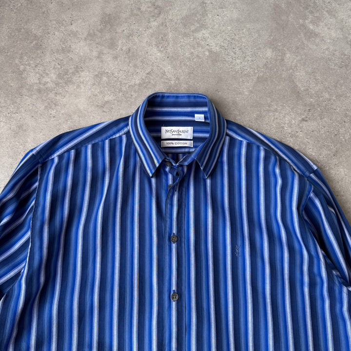 Yves Saint Laurent Dress Shirt Blue & Navy Men's M
