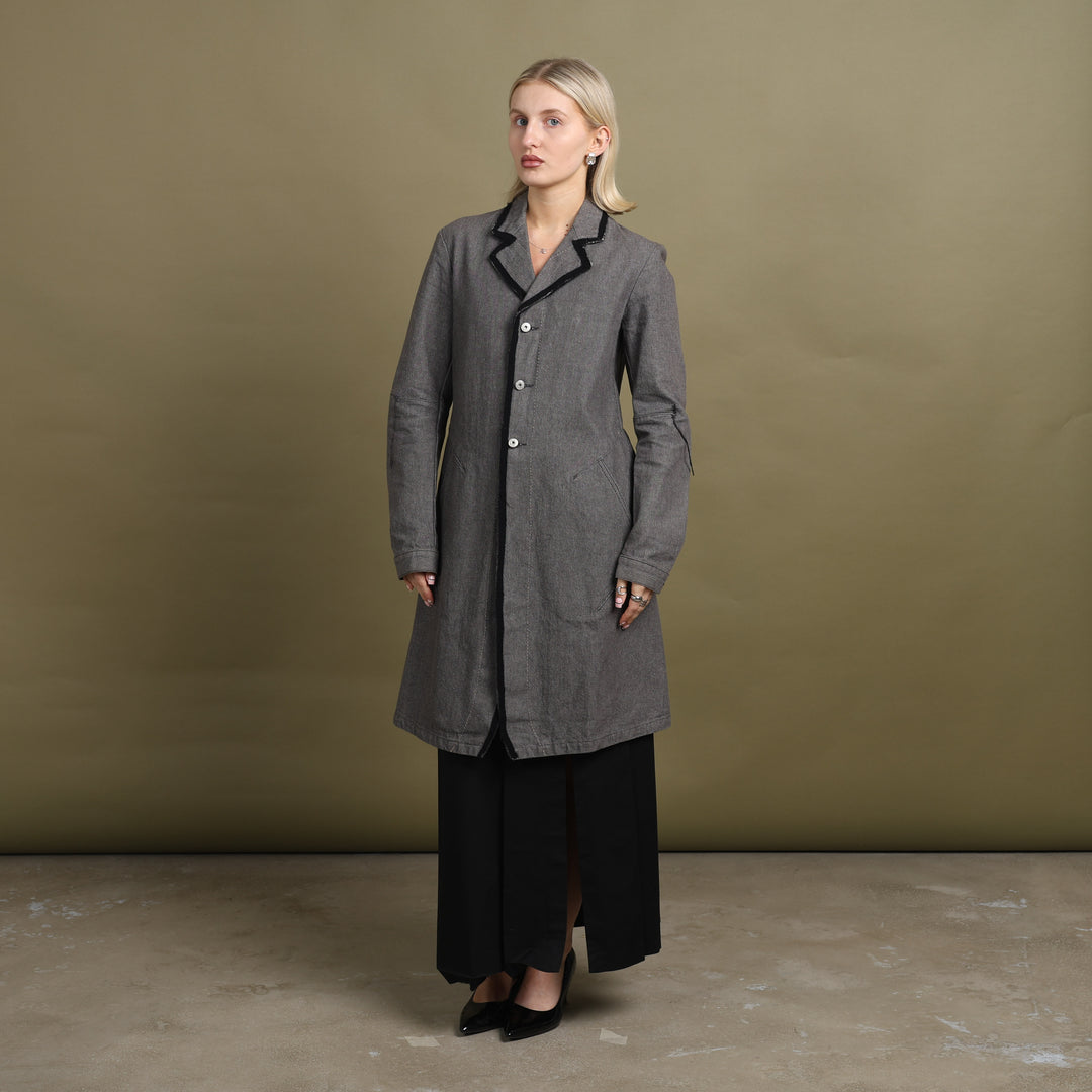 Marithe Francois Girbaud Trench Coat Grey & Black Women's UK 10