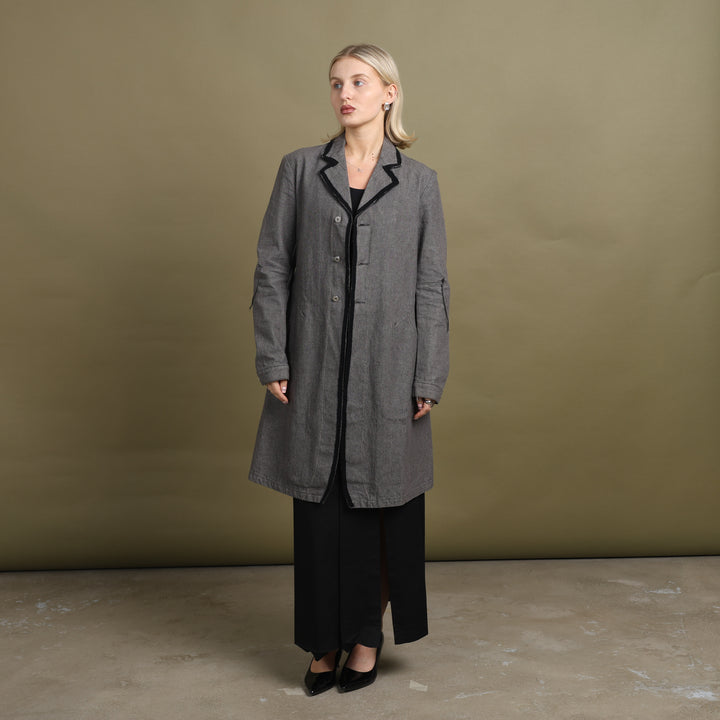Marithe Francois Girbaud Trench Coat Grey & Black Women's UK 10