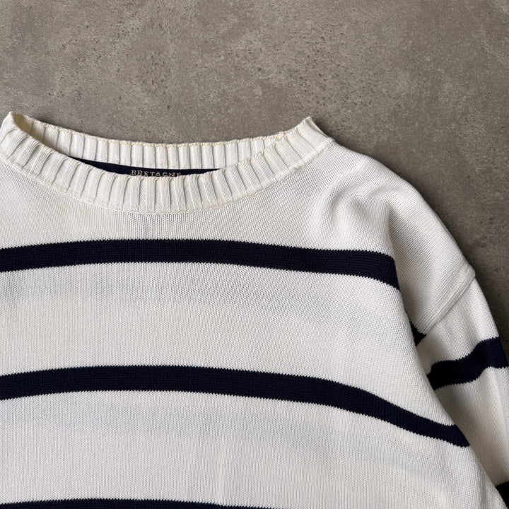 Paul & Shark Crew Neck Jumper Cream & Navy Men's L