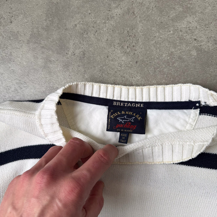 Paul & Shark Crew Neck Jumper Cream & Navy Men's L