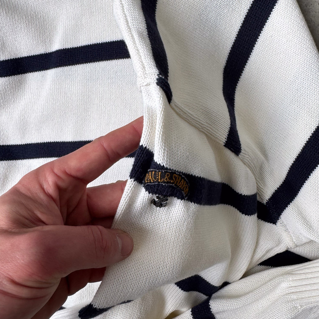Paul & Shark Crew Neck Jumper Cream & Navy Men's L