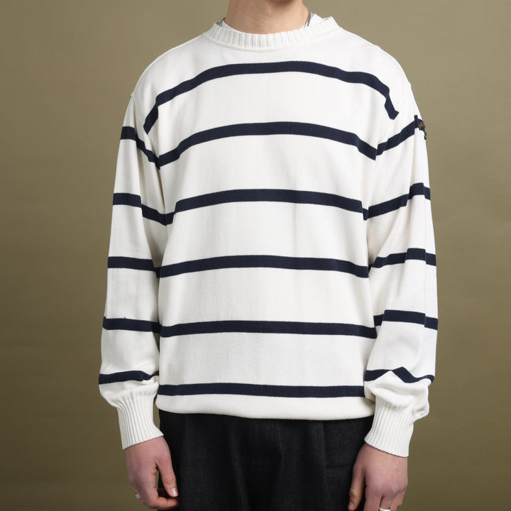 Paul & Shark Crew Neck Jumper Cream & Navy Men's L