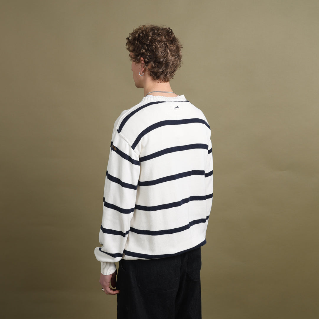 Paul & Shark Crew Neck Jumper Cream & Navy Men's L