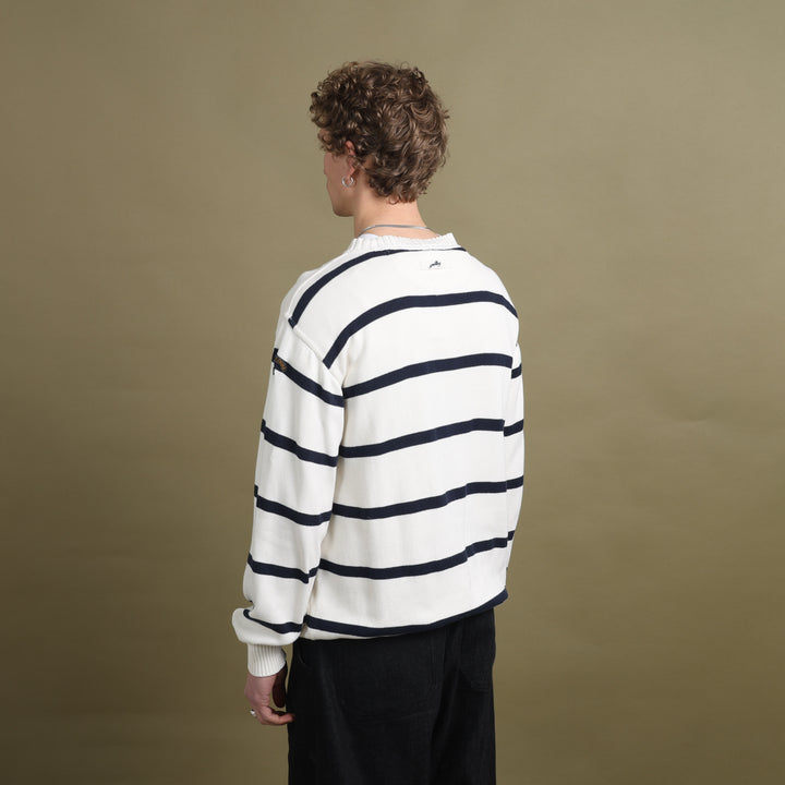Paul & Shark Crew Neck Jumper Cream & Navy Men's L