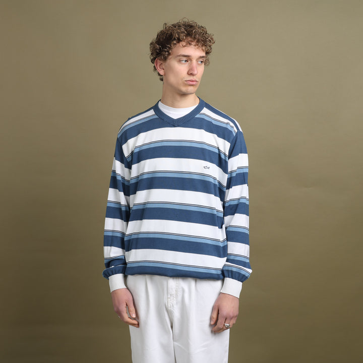 Paul & Shark V-Neck Jumper White & Blue Men's L