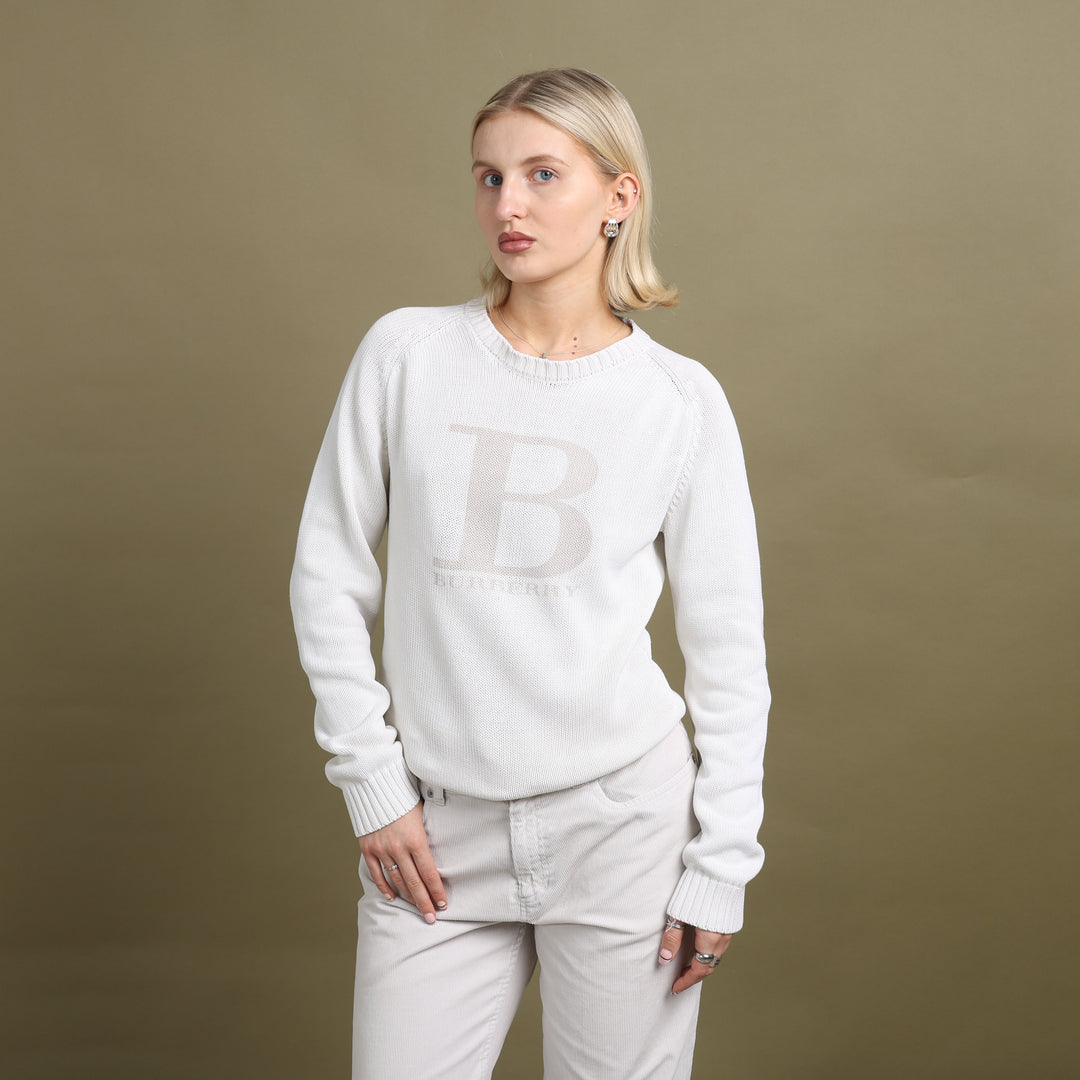Burberry Crew Neck Jumper Cream Women's UK 10
