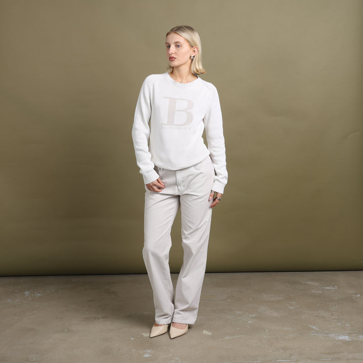 Burberry Crew Neck Jumper Cream Women's UK 10