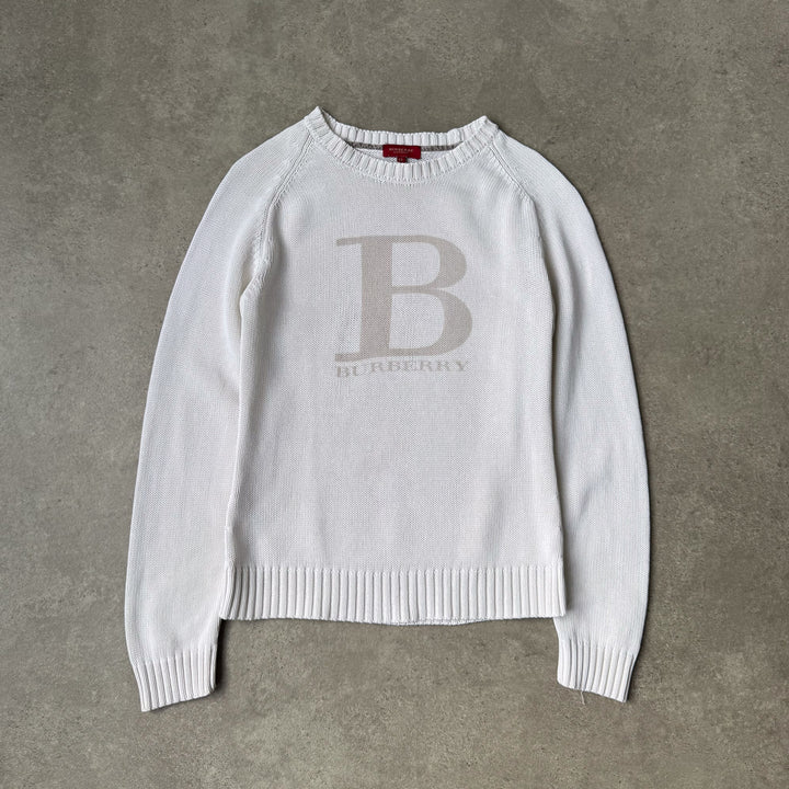 Burberry Crew Neck Jumper Cream Women's UK 10